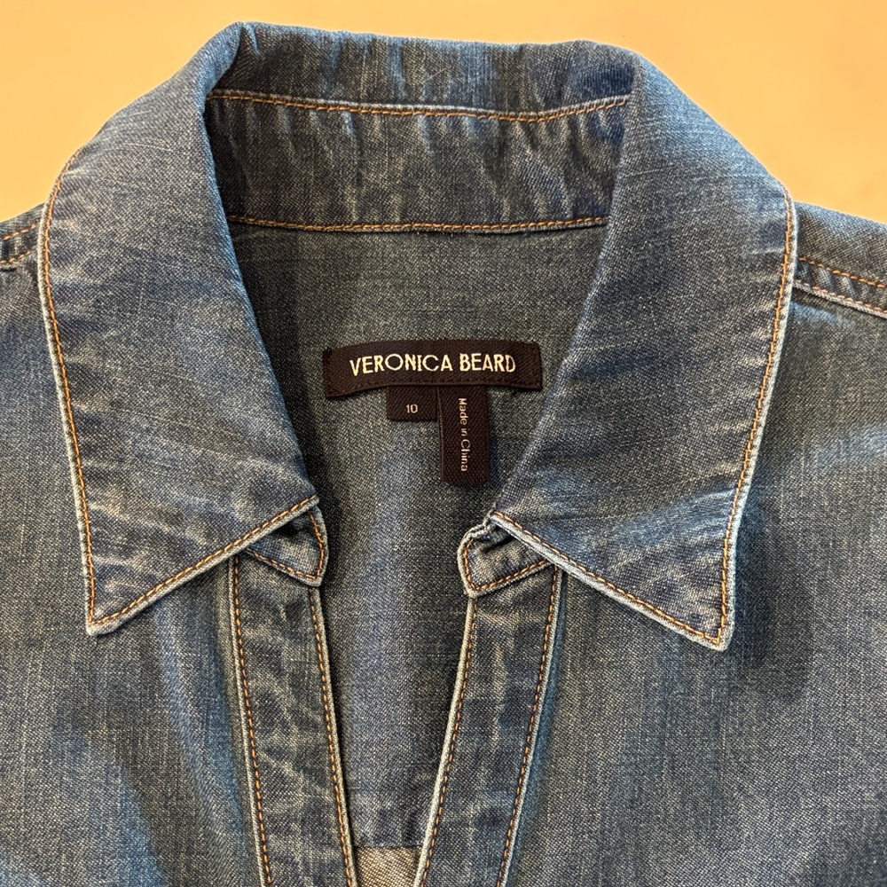 Veronica Beard Sera Sleeveless Denim Button-Front Shirt in Blue - Picture 2 of 2